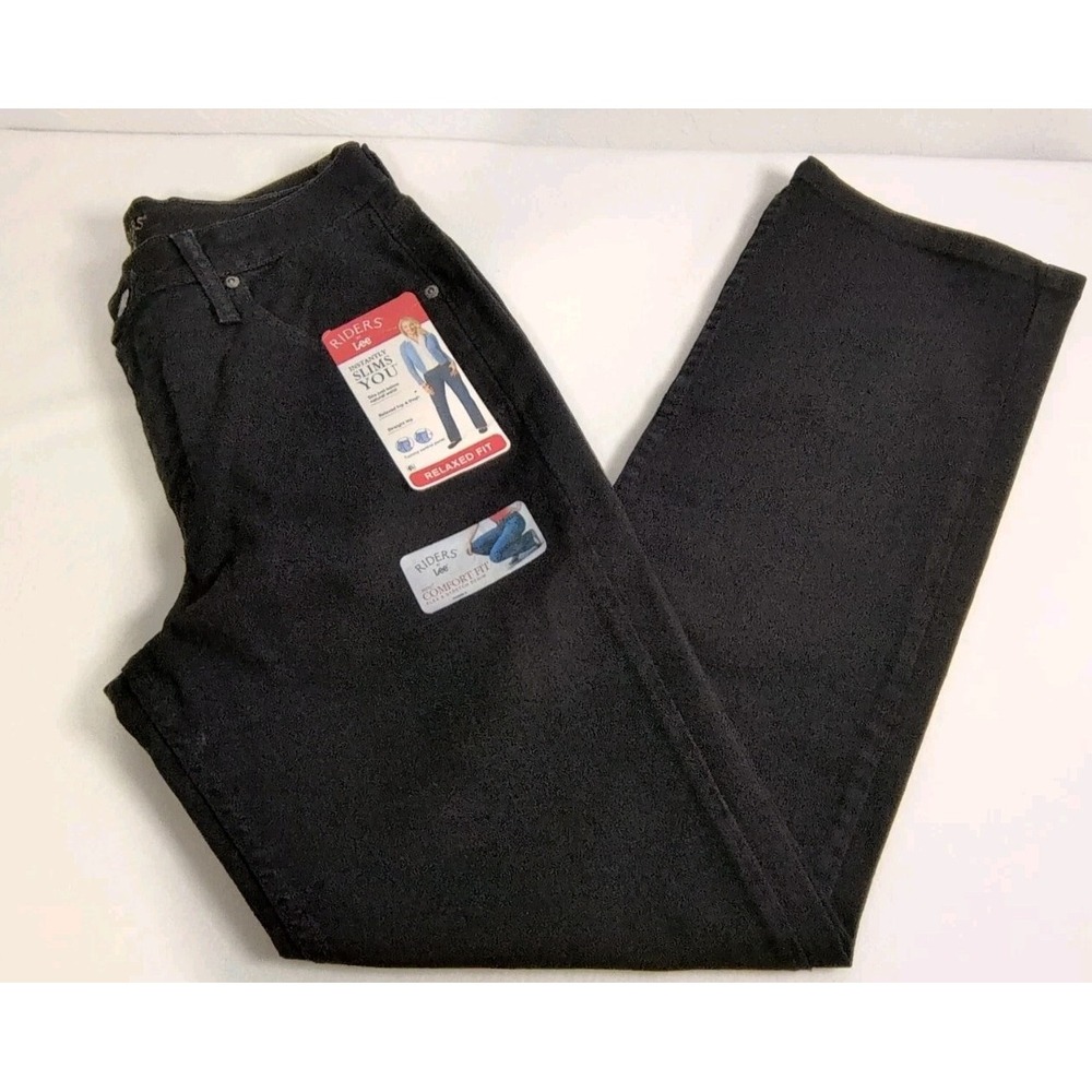Riders By Lee Relaxed Fit Women's Jeans Dark Wash Black Mid Rise Size 10 NWT